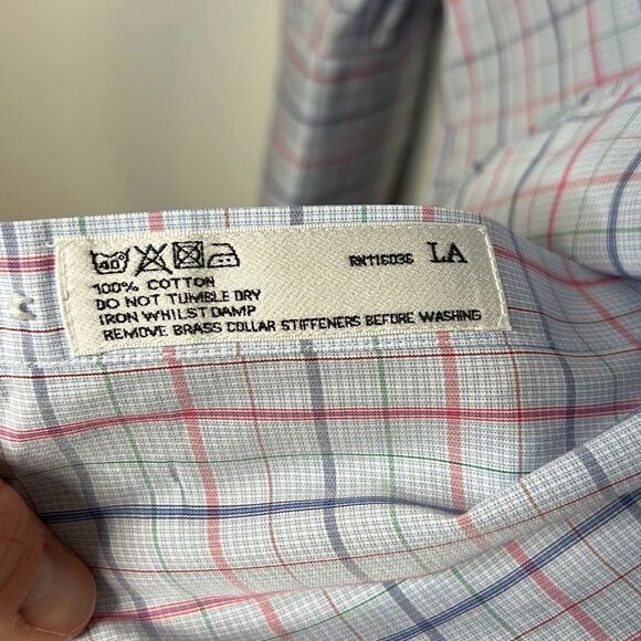 Charles Tyrwhitt Men’s Dress Shirt Slim Fit 16|35 Large Blue & Red Plaid Pattern - Picture 6 of 8